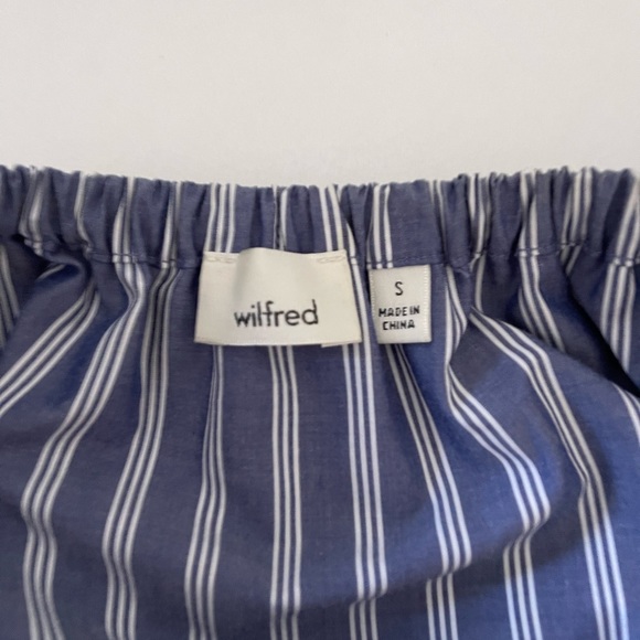 Aritzia Wilfred Blue Striped Crop Off the shoulder top size Small - Picture 5 of 5